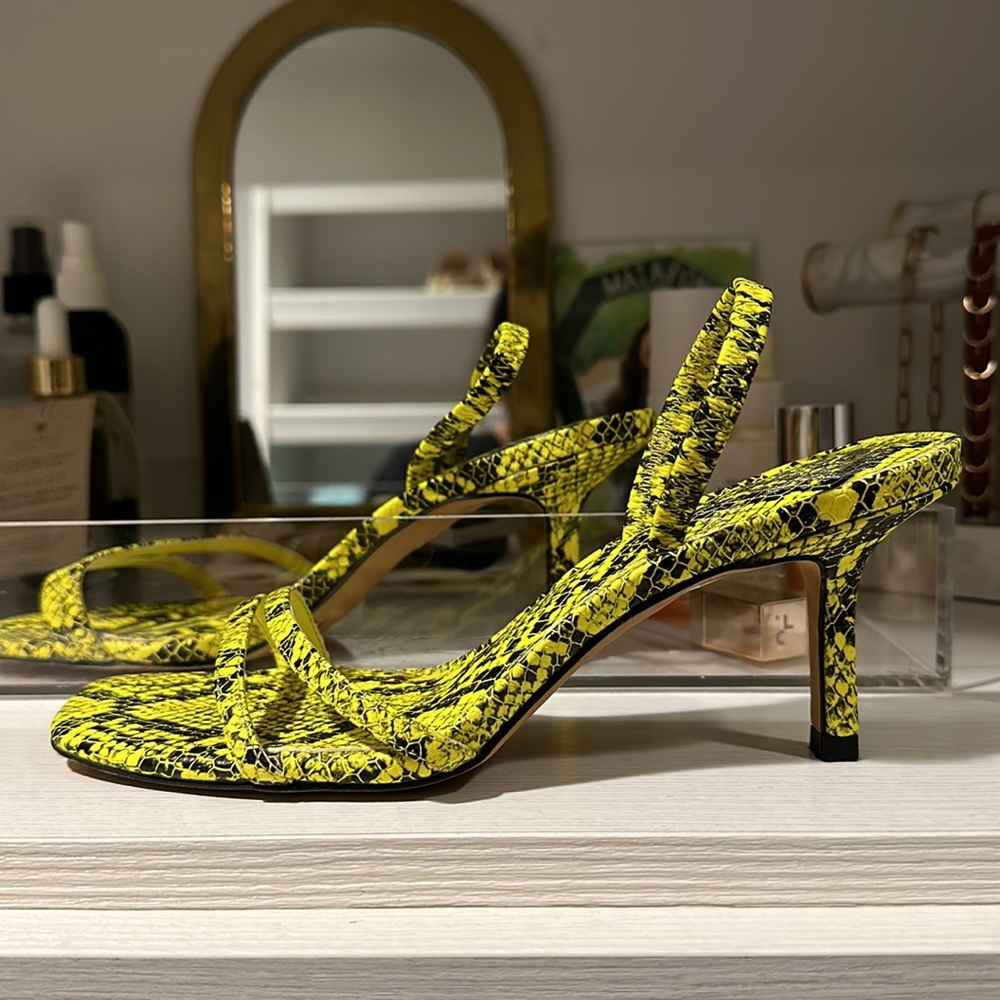 Vince Camuto Chartreuse Snakeskin Slingback